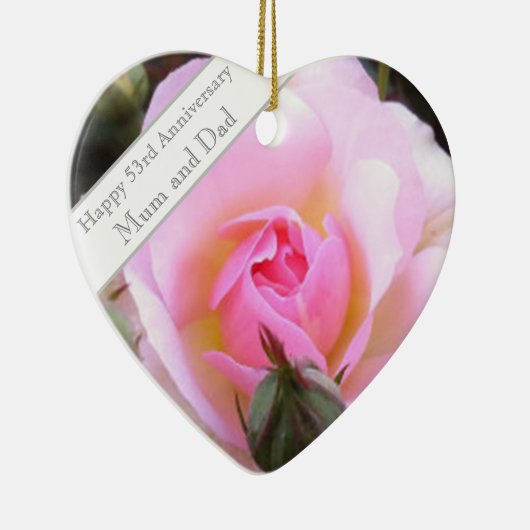 53e bruiloft Jubileum Roze Rose Keramisch Ornament (Rechts)