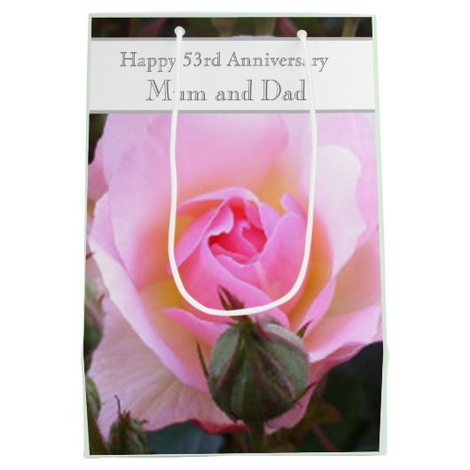 53e bruiloft Jubileum Roze Rose Medium Cadeauzakje (Achterkant)