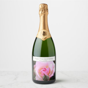 53e bruiloft Jubileum Roze Rose Sparkling Wijnetiket