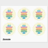 53e Happy Birthday Cake Yellow Stippen Ronde Sticker (Vel)