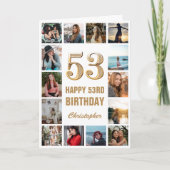 53e Happy Birthday Gold en White Photo Collage Kaart (Voorkant)
