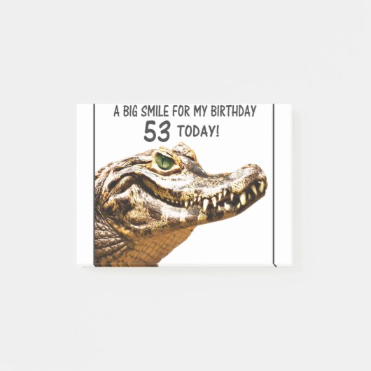 53e verjaardag Alligator Glimlach Post-it® Notes (Voorkant)