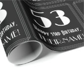 53e verjaardag - Art Deco geïnspireerd look "53",  Cadeaupapier (Rol Hoek)