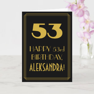 53e verjaardag ~ Art Deco geïnspireerd look "53" & Kaart
