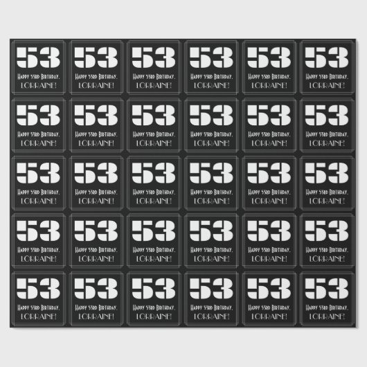 53e verjaardag: Art Deco Geïnspireerde look "53" e Cadeaupapier (Vlak)