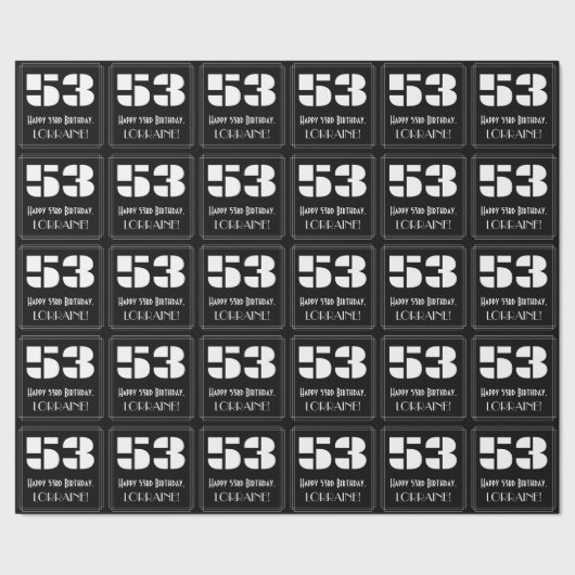 53e verjaardag: Art Deco Geïnspireerde look "53" e Cadeaupapier (Zoom)