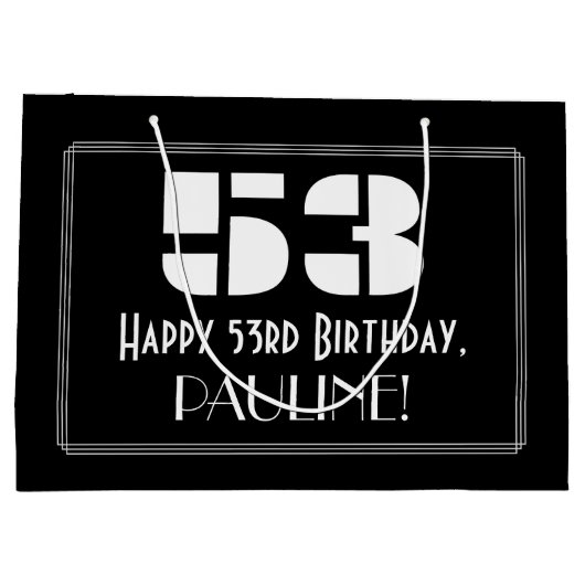 53e verjaardag ~ Art Deco Geïnspireerde look "53"  Groot Cadeauzakje (Achterkant)