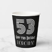 53e verjaardag — Art Deco Geïnspireerde look "53" Papieren Bekers (Voorkant)