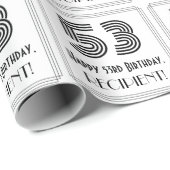 53e verjaardag: Art Deco geïnspireerde stijl "53" Cadeaupapier (Rol Hoek)