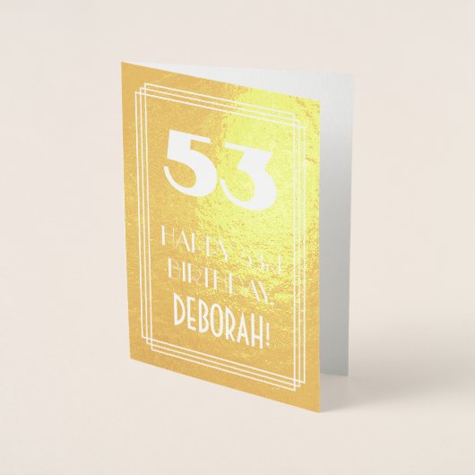 53e verjaardag ~ Art Deco-stijl "53" & aangepaste  Folie Kaarten (Voorkant)