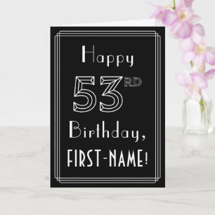 53e verjaardag: Art Deco Style # 53 & Custom Name Kaart