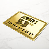 53e verjaardag — Art Deco Style "53" en naam Folie Uitnodiging (Gedraaid)