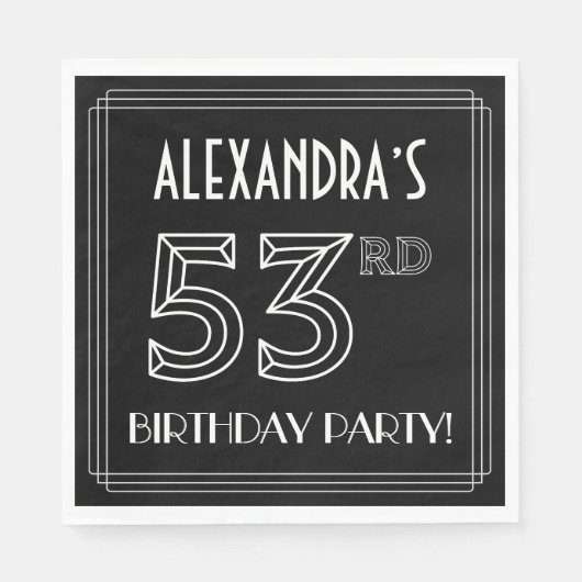 53e verjaardag: Art Deco Style + aangepaste naam Servet (Voorkant)