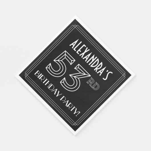 53e verjaardag: Art Deco Style + aangepaste naam Servet (Hoek)