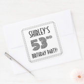 53e verjaardag: Art Deco Style + aangepaste naam Vierkante Sticker (Envelop)