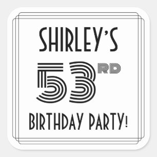53e verjaardag: Art Deco Style + aangepaste naam Vierkante Sticker