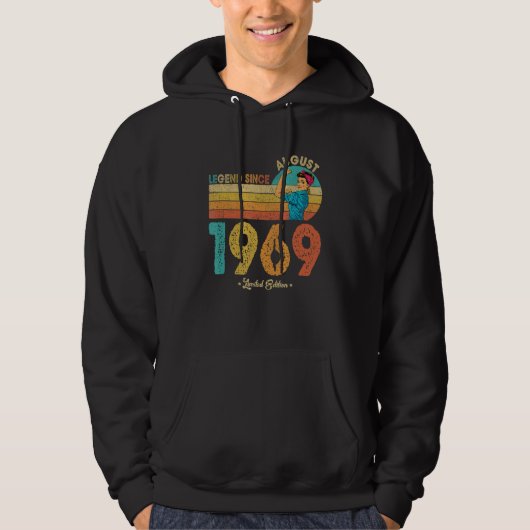 53e verjaardag augustus 1969 Legende sinds 1969 53 Hoodie (Voorkant)