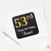 53e verjaardag - Elegante luxe Faux Gold look # Vierkante Sticker (Envelop)