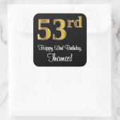 53e verjaardag - Elegante luxe Faux Gold look # Vierkante Sticker (Tas)