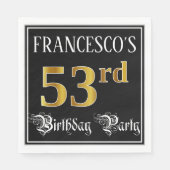 53e verjaardag — Fancy script, Faux Gold look Servet (Voorkant)