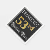 53e verjaardag — Fancy script, Faux Gold look Servet (Hoek)