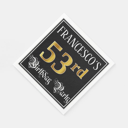 53e verjaardag — Fancy script, Faux Gold look Servet (Hoek)