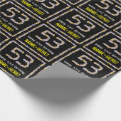 53e verjaardag: Floral Flowers Number, Custom Name Cadeaupapier (Hoek)