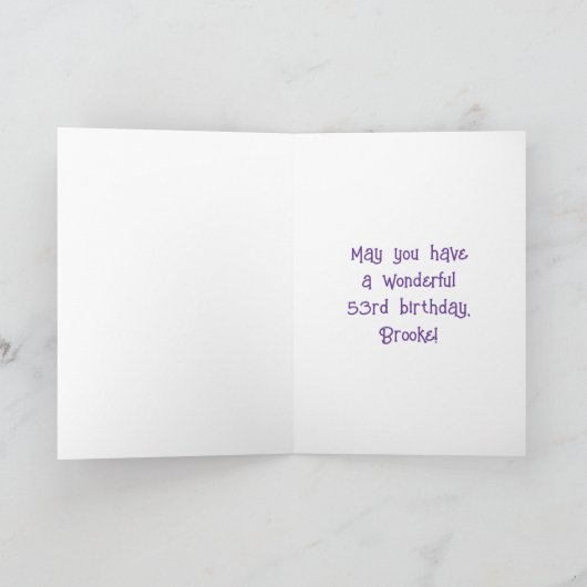 53e verjaardag: Floral Flowers Number, Custom Name Kaart (Binnen)