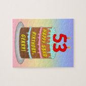 53e verjaardag: Fun Cake and Candles + Custom Name Legpuzzel (Horizontaal)