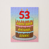 53e verjaardag: Fun Cake and Candles + Custom Name Legpuzzel (Verticaal)