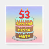 53e verjaardag: Fun Cake and Candles + Custom Name Servet (Voorkant)