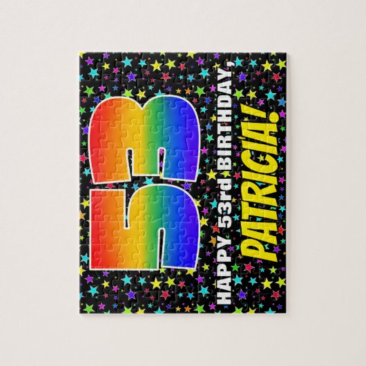 53e verjaardag — Fun, kleurrijk Star Field Pattern Legpuzzel (Verticaal)