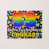 53e verjaardag — Fun, liefhebbende hartvormen + "5 Legpuzzel (Horizontaal)