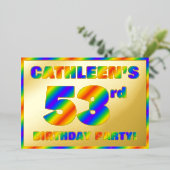 53e verjaardag - Fun, regenboogspectrum "53" Folie Uitnodiging (Staand Voorkant)