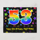 53e Verjaardag: Fun sterren patroon, Regenboog 53, Briefkaart (Voorkant)