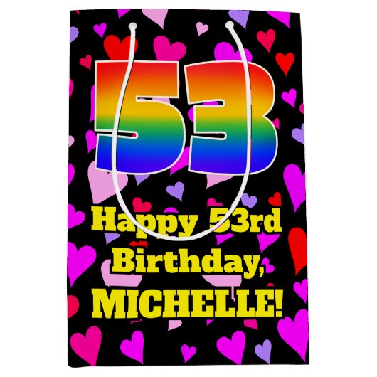 53e verjaardag: Heatten, regenboognr. 53 Medium Cadeauzakje (Voorkant)