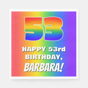 53e verjaardag: kleurrijk, vun regenboogpatroon # servet