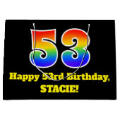 53e verjaardag ~ Leuk, Kleurrijk, Levendig, Regenb Groot Cadeauzakje (Voorkant)