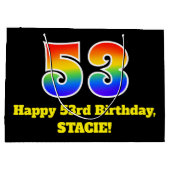 53e verjaardag ~ Leuk, Kleurrijk, Levendig, Regenb Groot Cadeauzakje (Achterkant)