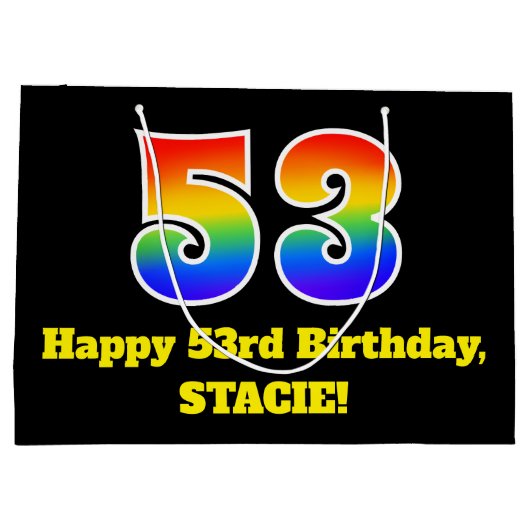 53e verjaardag ~ Leuk, Kleurrijk, Levendig, Regenb Groot Cadeauzakje (Achterkant)