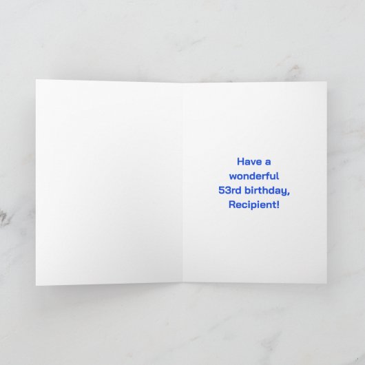 53e verjaardag: Leuke regenboog #, aangepaste naam Kaart (Binnen)