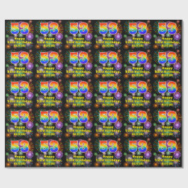 53e verjaardag: Leuke vuurwerk, regenboog uitstral Cadeaupapier