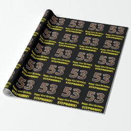 53e verjaardag: naam en neppatroon van houtnerf "5 cadeaupapier