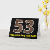 53e verjaardag: Naam + Faux Wood Grain Patroon "53 Kaart (Gele Bloem)