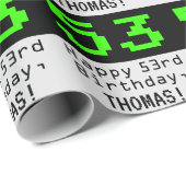 53e verjaardag - Nerdy / Geeky Style "53" en naam Cadeaupapier (Rol Hoek)