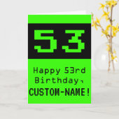 53e verjaardag: Nerdy / Geeky Style "53" en naam Kaart (Gele Bloem)