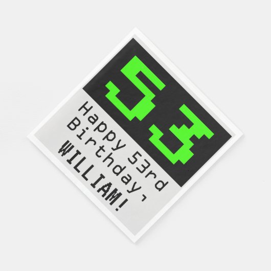 53e verjaardag - Nerdy / Geeky Style "53" & naam Servet (Hoek)