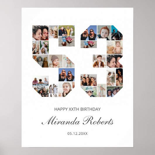 53e verjaardag nummer 53 aangepaste fotocollage poster (Voorkant)