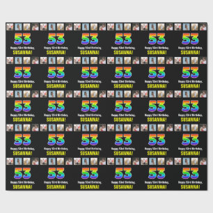 53e verjaardag: Regenboog "53"; Aangepaste foto's  Cadeaupapier
