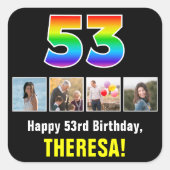 53e verjaardag: Regenboog "53"; Aangepaste foto's Vierkante Sticker (Voorkant)